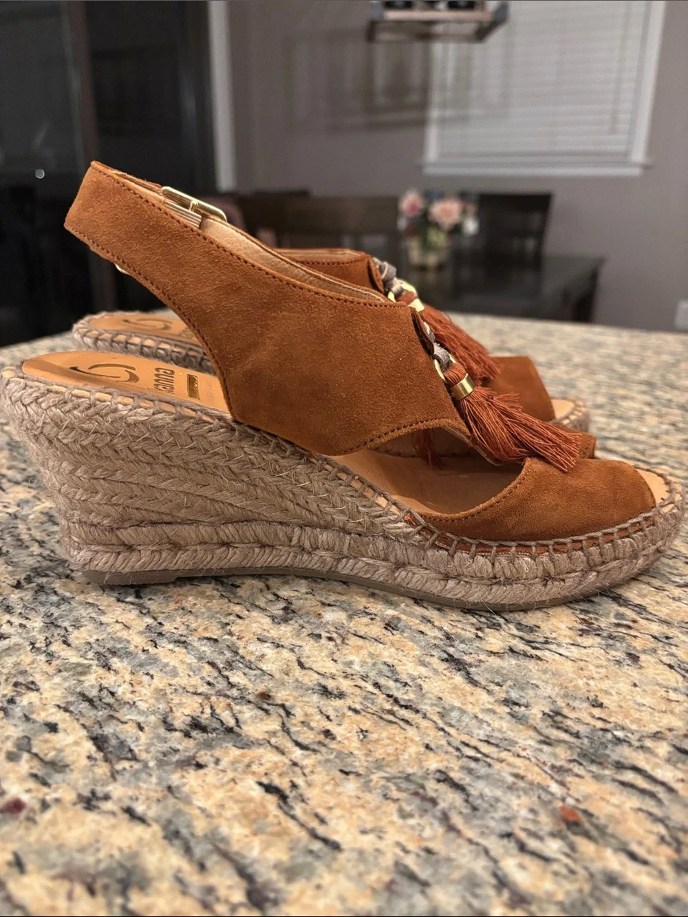 kanna Made in Spain Suede Tassel Espadrille Wedge Sandals | EU 38 | US 7.5